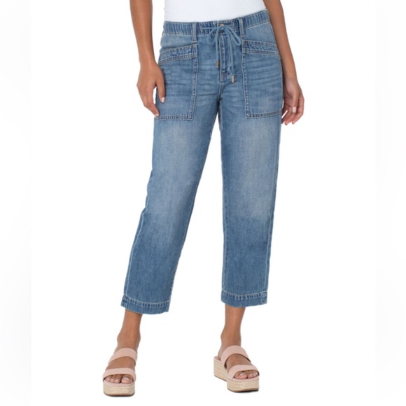 Liverpool Pants - Liverpool LA Rascal Cropped Denim Trouser Side Patch Pocket Clayton